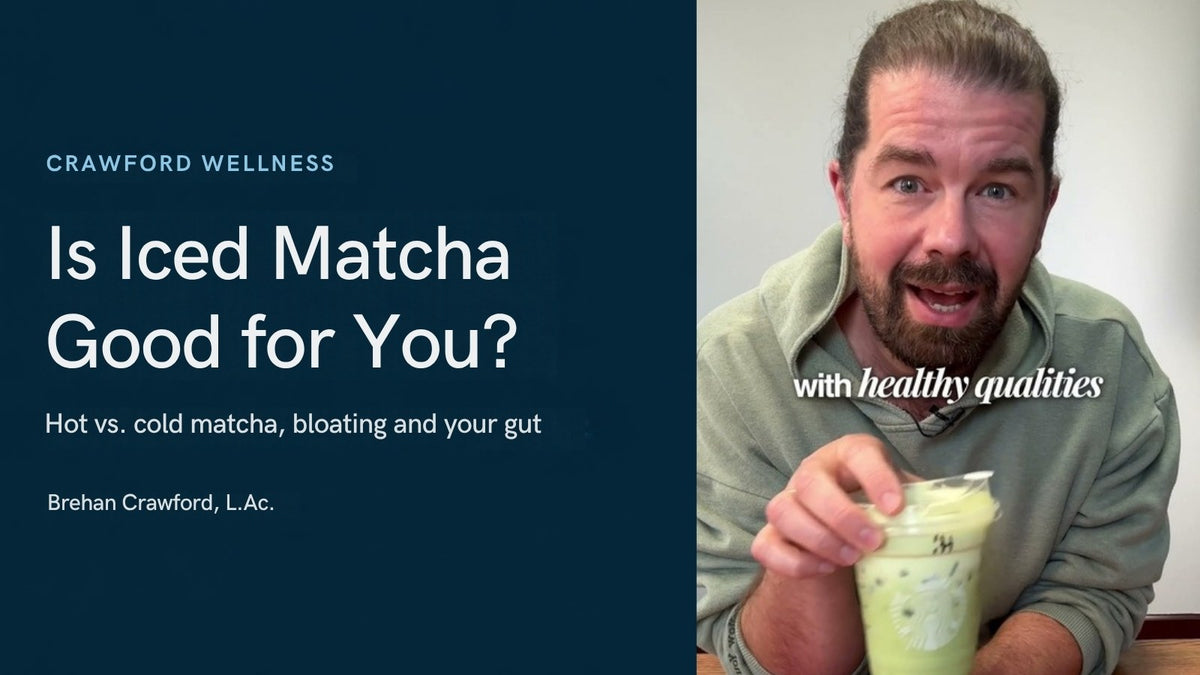 Is iced matcha good for you? Brehan Crawford, L.Ac., holding an iced matcha latte