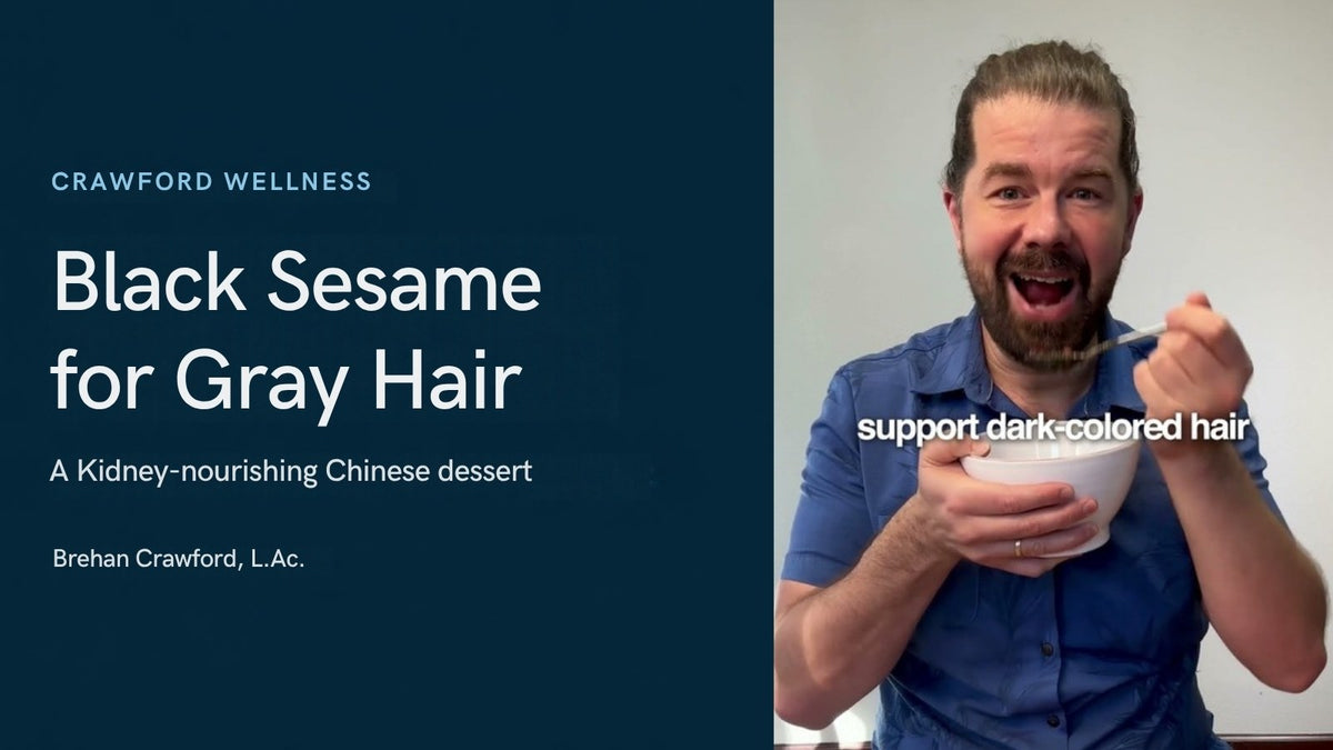 Can black sesame seeds reverse gray hair: Brehan Crawford, L.Ac., eating a bowl of black sesame dessert