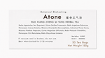 Close-up of the Atone (Huo Xiang Zheng Qi Tang) herbal tea product label from Crawford Wellness, showing ingredients and brewing instructions on a light background.