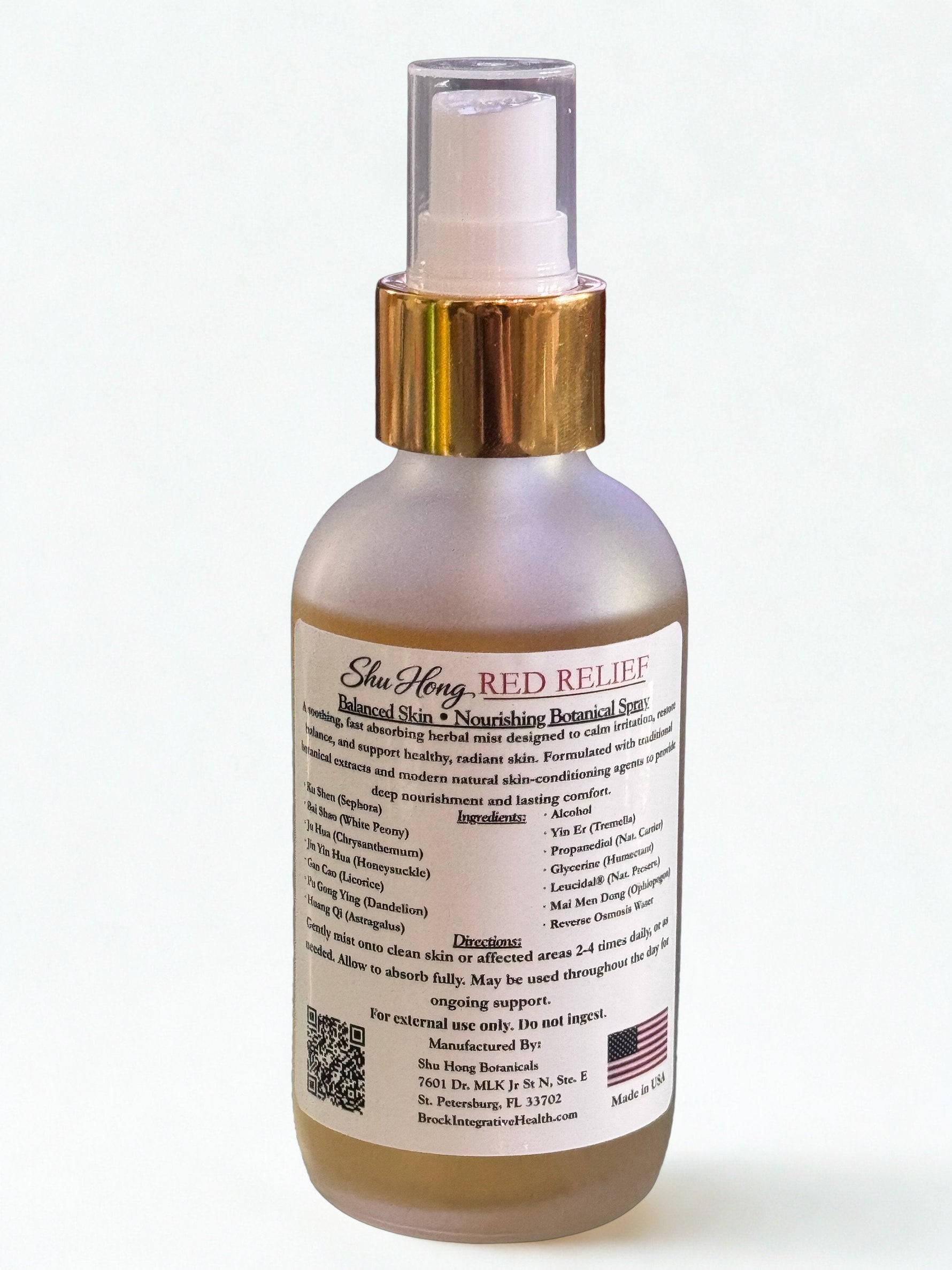 Bottle of Shu Hong Red Relief on a white background