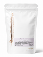 Copeia herbal tea (Dang Gui Shao Yao Tang) from Crawford Wellness, with a lavender label, in a white stand-up pouch on a plain white background.