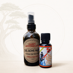 Two bottles of Saint Apothecary and Red Emperor Immortal Tonic on a white background