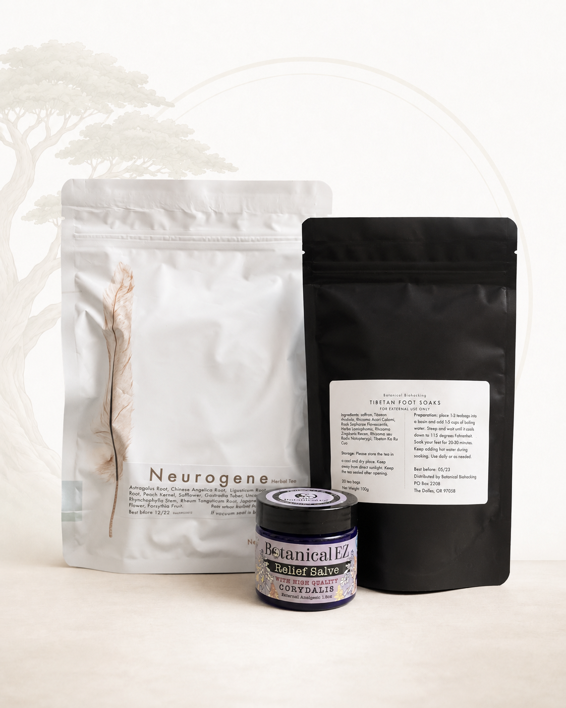 Three products from different brands on a white background