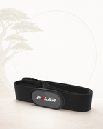 Black Polar heart rate monitor band on a white background