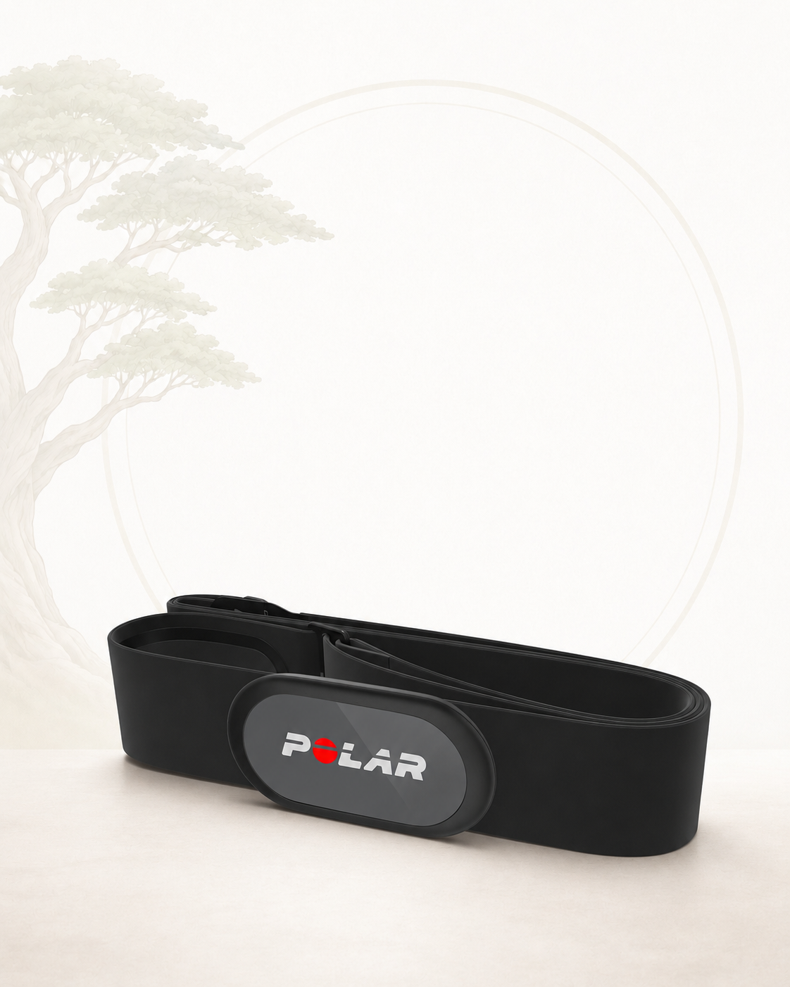 Black Polar heart rate monitor band on a white background