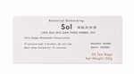 Close-up of the Sol (Ling Gui Zhu Gan Tang) herbal tea product label from Crawford Wellness, showing ingredients and brewing instructions on a light background.