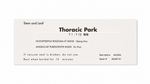 Close-up of the Thoracic Park (T1-T12) herbal tea product label from Crawford Wellness, showing ingredients and brewing instructions on a light background.