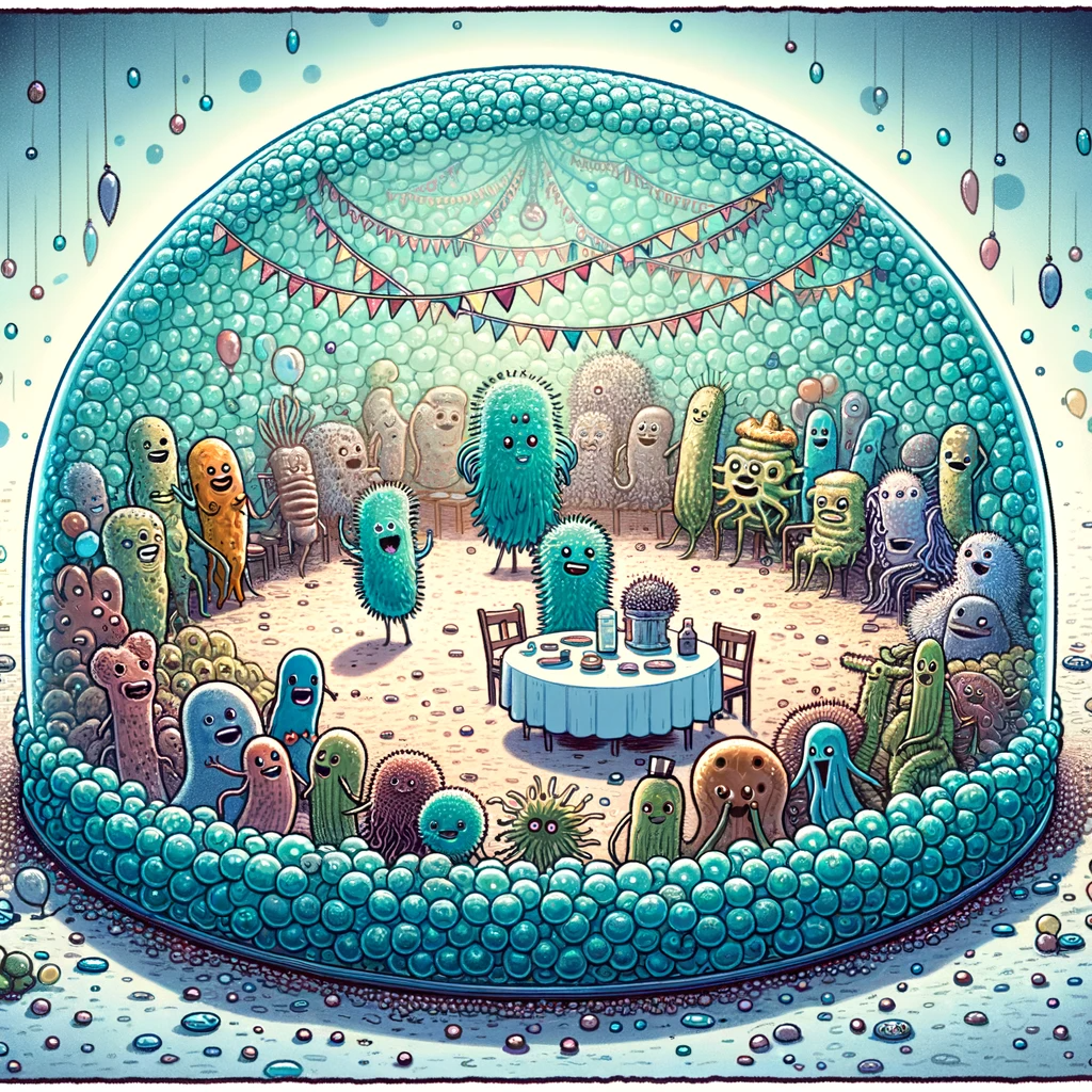 cartoon of Diversity of Bacteria in Bioflim